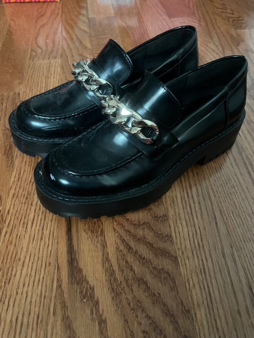 Zara black heeled loafers